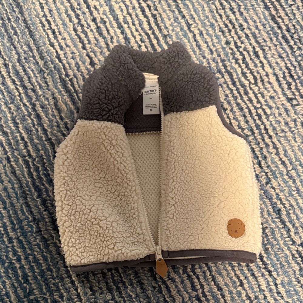 Carter's Sherpa Vest - Gray and Cream